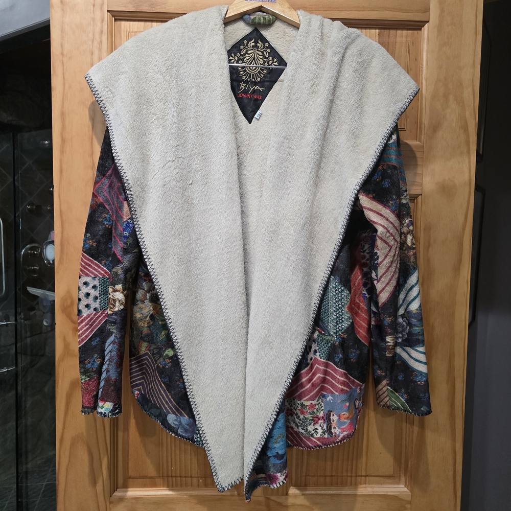 Johnny Was Colorful Patterned Blazer with Cream Collar